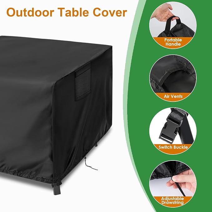 Outdoor Table Cover Square 28 inch Patio Table Cover Waterproof Patio Furniture - Image 2