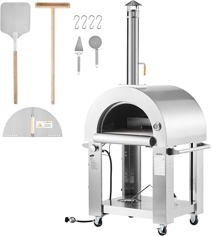 VEVOR Dual Fuel Pizza Oven Outdoor, 26 in Portable Pizza Oven, Pellet & Gas - Image 9
