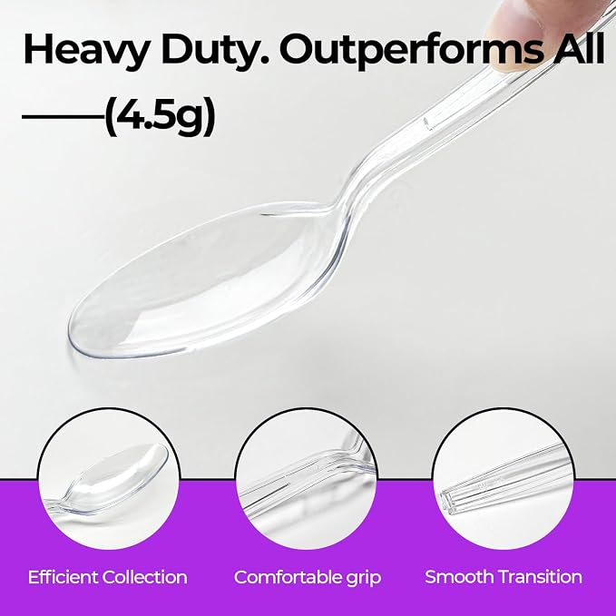 Clear Plastic Spoons Heavy Duty Disposable Spoon Reusable Bulk Plastic Utensils - Image 3