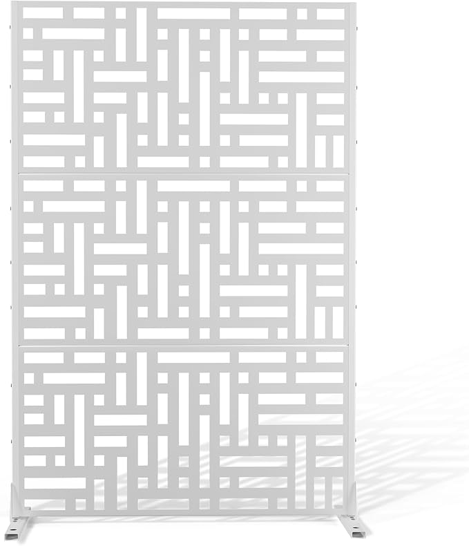 Metal Privacy Screen Outdoor 72" H×47" W, Freestanding Decorative Privacy Screen by Unknown