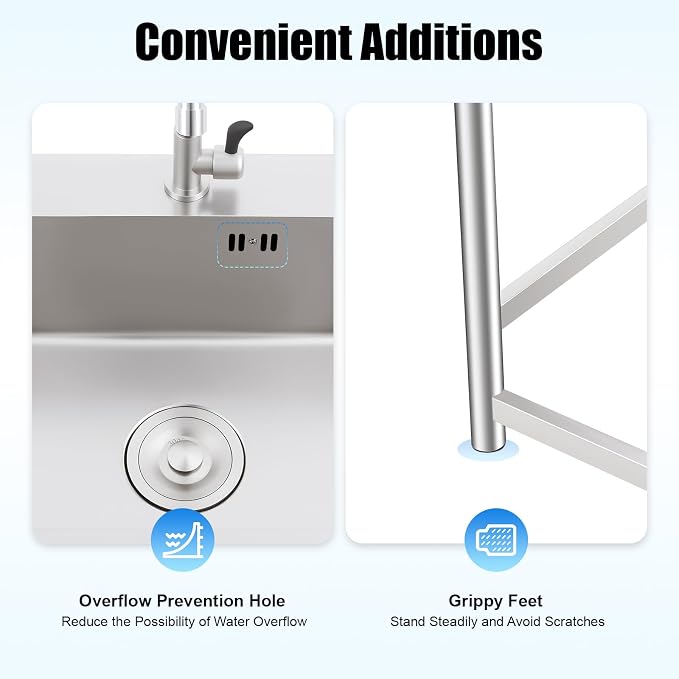 Free Standing Single Bowl Kitchen Sink Commercial, Outdoor Utility Sink - Image 7