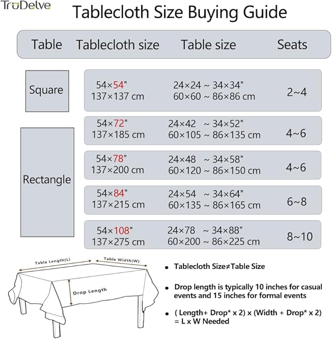 TruDelve Heavy Duty Vinyl Tablecloth Plastic Table Cloth Square Tables - Image 7