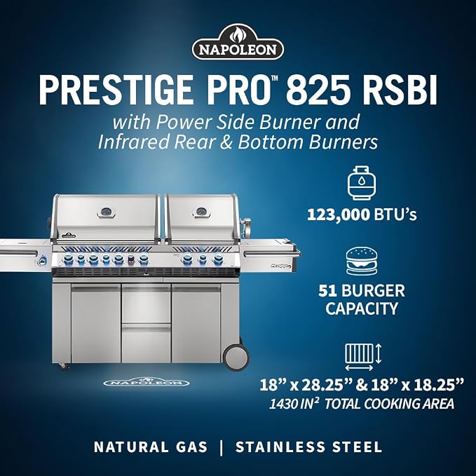 Napoleon PRO825RSBINSS-3 Prestige PRO 825 RSBI Natural Gas Grill, sq.in. + - Image 5