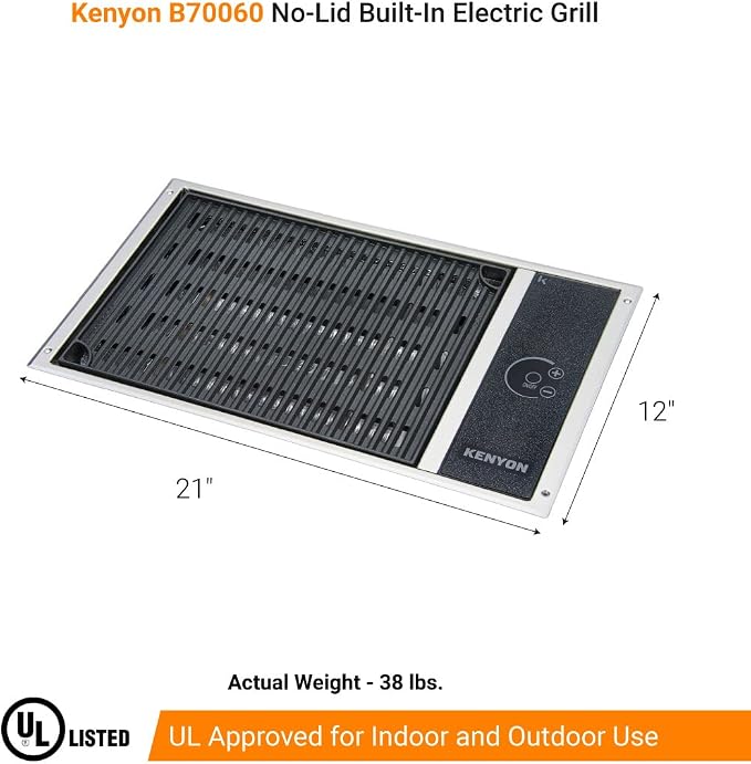 Kenyon No-Lid Built-In Electric Grill, Stainless Steel Grill - Image 2