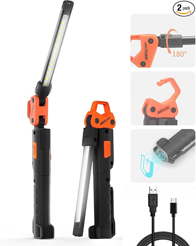 Led Work Light, 400LM Foldable Mechanic Light, Rechargeable Flashlight by Anylight
