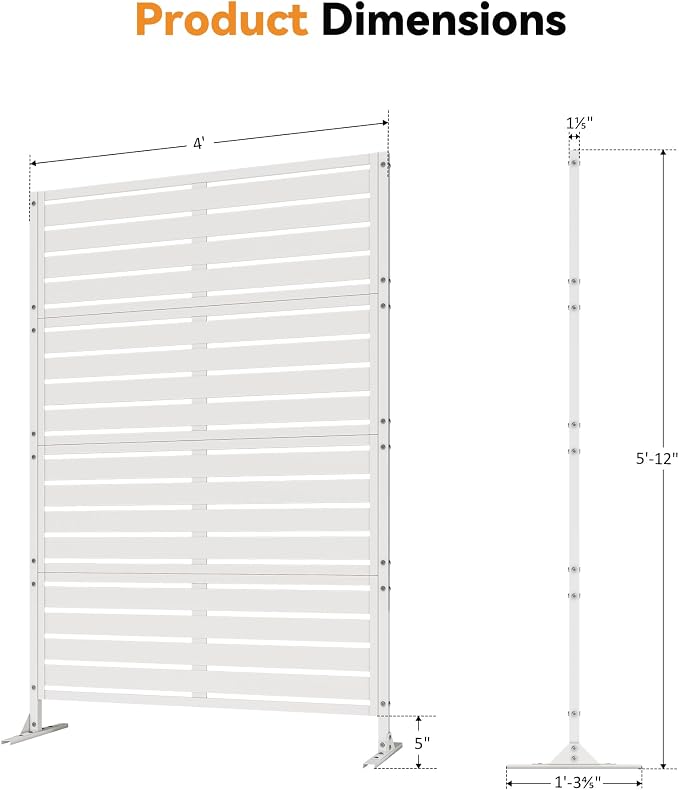 Modern Shade Metal Privacy Screen Outdoor 72" H x 48" W, Stable & Durable - Image 3