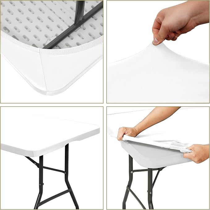 10 Pack Stretch Fabric Table Top Cap Cover, fits 8' Tables, Spandex Table - Image 5