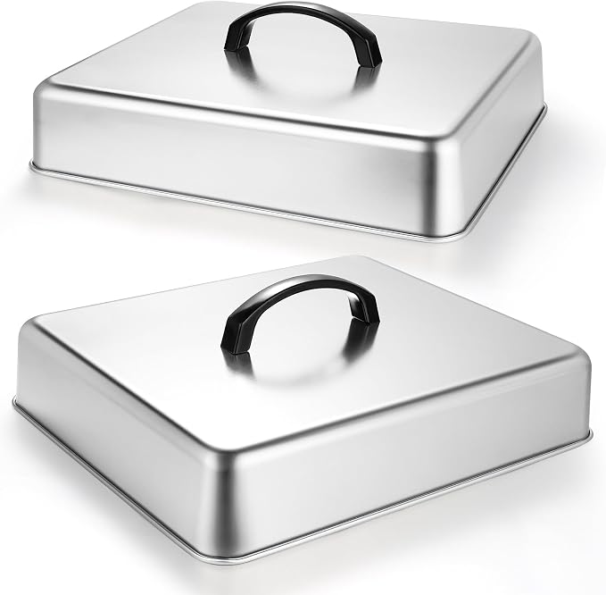 2pcs Rectangular Basting Cover, Stainless Steel Cheese Melting Dome Steaming by EWFEN