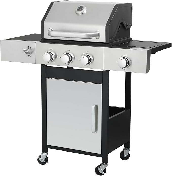 3-Burner Gas Grill with Side Burner, 37230 BTU Outdoor BBQ, Large Cooking Area - Image 8