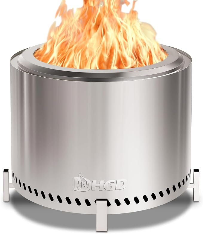 HGD 20" Smokeless Firepit with Stand, Stainless Steel Wood Burning Fire Pit by HGD