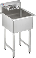 WILPREP 1-Compartment Sink, Freestanding Single Bowl Utility Sink, Work Station by Wilprep