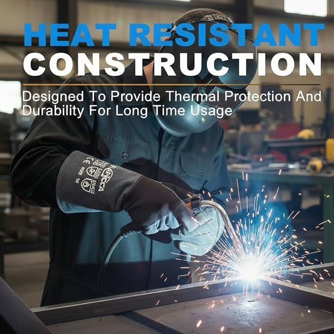 Fireplace Gloves Fire Heat Resistant: Dark-Grey 16IN 932℉ - Image 4