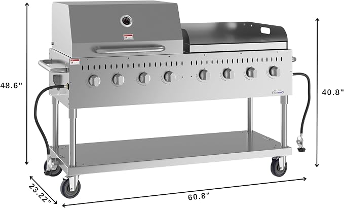 60 in. 8-Burner Commercial Outdoor Propane Gas Grill - Image 3