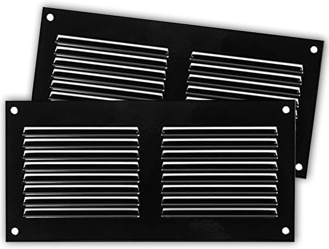 Repa Market 2-Pack 8x4 Inch Air Vent Cover/Black Galvanized Steel Louvered by RepaMarket