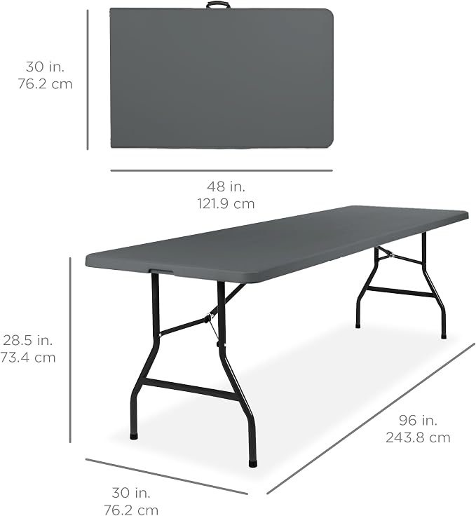 Best Choice Products 8ft Plastic Folding Table, Indoor Outdoor Heavy Duty - Image 2