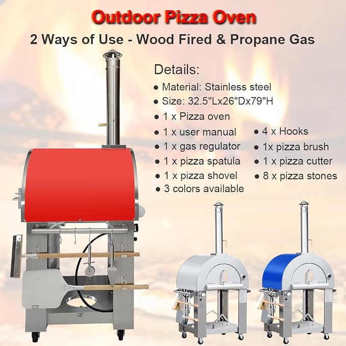 32.5" Wood Fired & Propane Gas Pizza Oven - Image 2