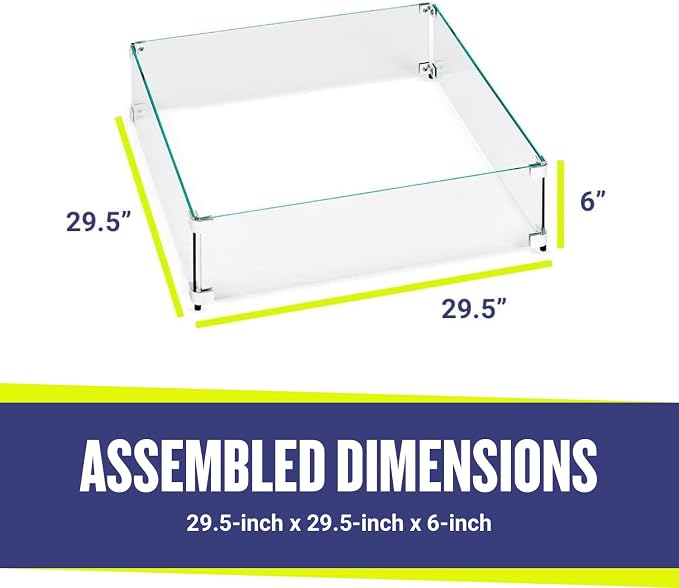 29.5" X 29.5" x 6” Square Glass Flame Guard - Image 4