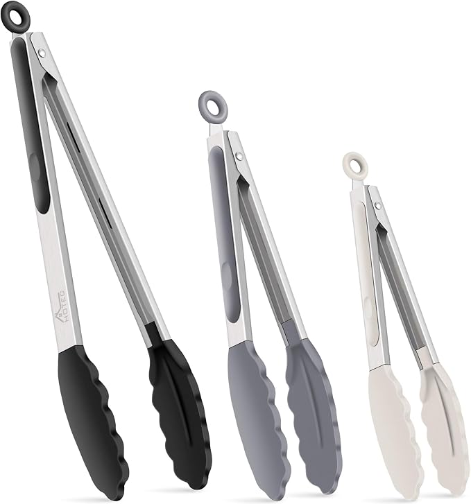 HOTEC Premium Stainless Steel Locking Kitchen Tongs by Hotec