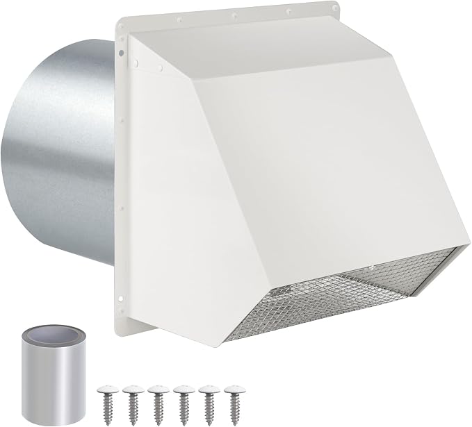 12 Inch Hooded Wall Vent with Screen and Damper, Outdoor Wall Exhaust Vent by JYINCPED