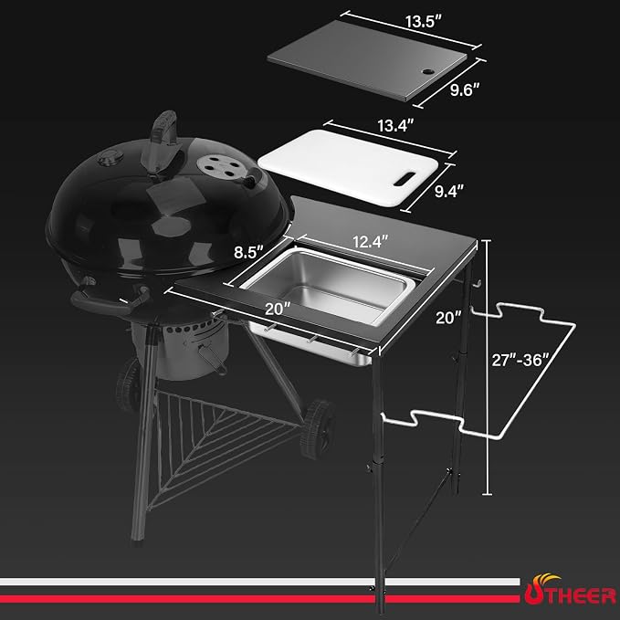 All-in-One Grill Table for Weber Kettle 22"/18"/26" & Smokey Mountain, Recteq - Image 2