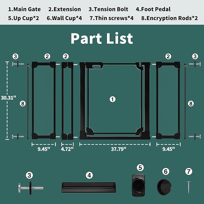 Clear Baby Gate for Stairs, 48.42-57.08" Wide, Auto Close Acrylic Pet Gate - Image 3