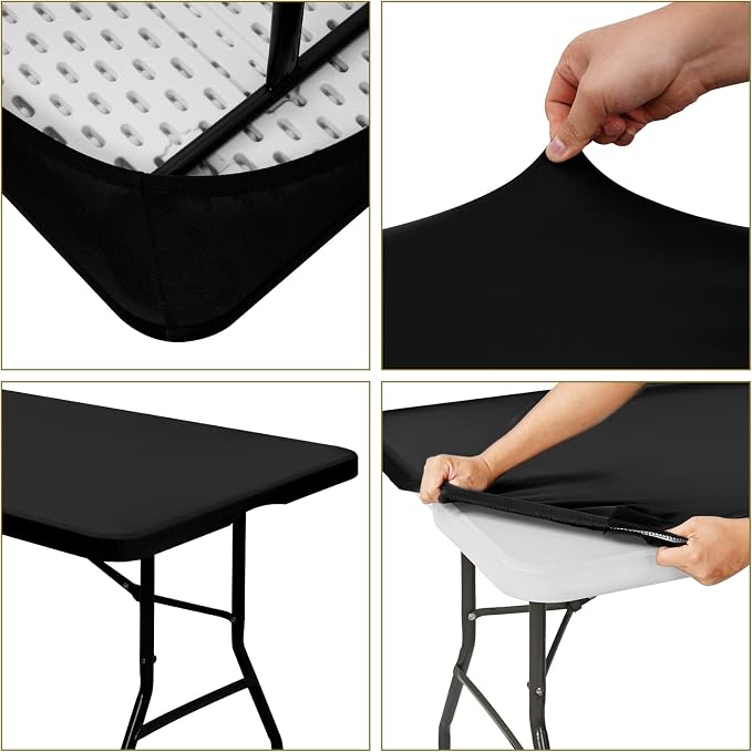 6 Pack Stretch Fabric Table Top Cap Cover, fits 6' Tables, Spandex Table Covers - Image 5