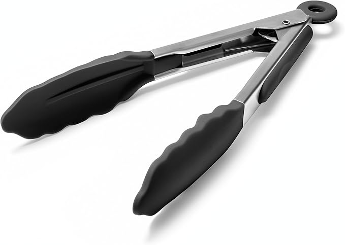 Kitchen Tongs with Silicone Tips, Locking Design, 600°F Heat Resistant