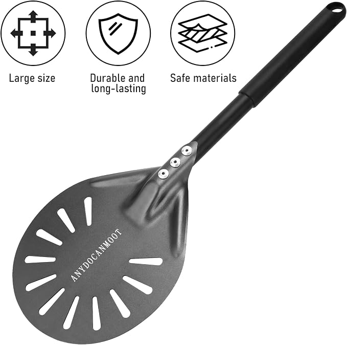 Perforated Pizza Peels 6 INCH pizza spatula paddle Long Handle Metal Pizza - Image 4