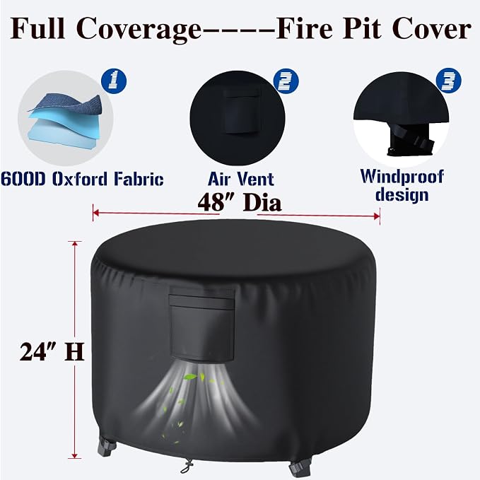 Chinchilla Heavy Duty 48 Inch Round Fire Pit Cover - Image 2