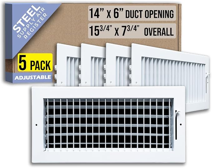 Fits 14x6 Duct Opening Steel Adjustable Air Supply Grille by Handua | Register by Handua