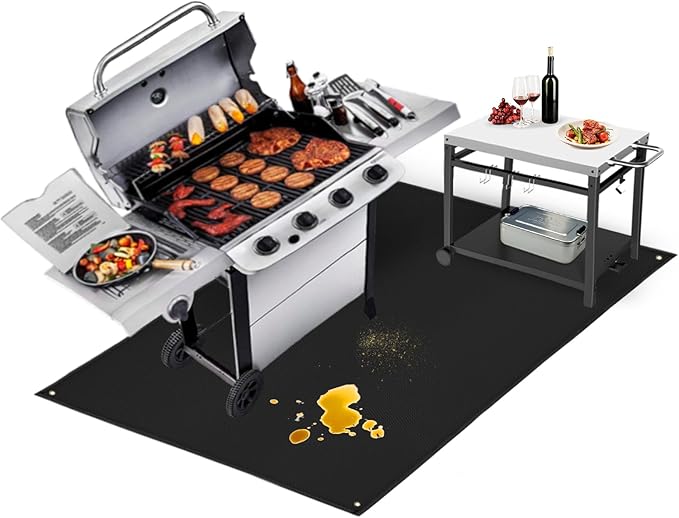 Grill Floor Mat, 60 x 48 in Fiberglass with Silicone Coating