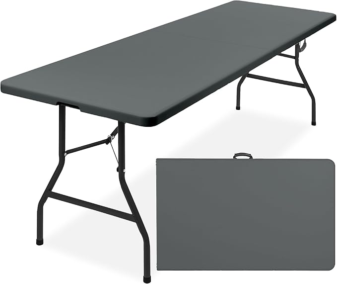 Best Choice Products 8ft Plastic Folding Table, Indoor Outdoor Heavy Duty by BestChoiceProducts