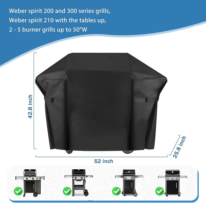 Grill Cover for Weber Spirit 200 and 300 Series for Outdoor Grill, 52 Inch 600D - Image 2