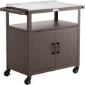 Outdoor Grill Cart with Stainless Steel Tabletop and Storage Cabinet, Movable by Idealforcook