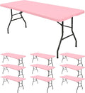 10 Pack Fitted Tablecloth for 8 Foot Rectangle Tables, Washable Stretch Folding by REWOMC