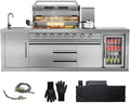 CT Copper Tailor 6-Burner Outdoor Kitchen BBQ Grill Island 99, 000 BTUs by CTCopperTailor