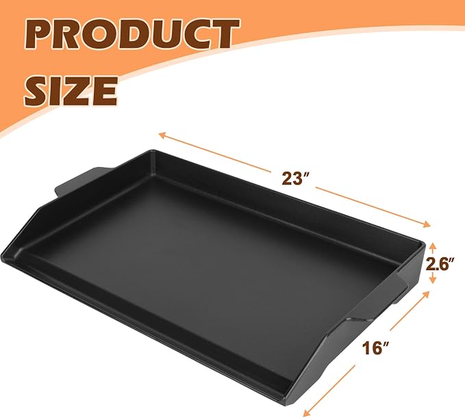 Universal Cast Iron Griddle for Charcoal & Gas Grills and Stove Top, Thickened - Image 2
