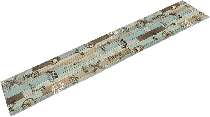 Farmhouse Cow Table Runner, Rustic Blue Wooden Animals Rooster Chicken Summer - Image 6