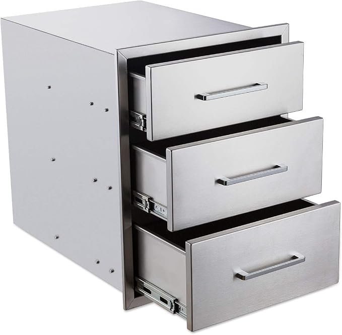 18" W x 24" H x 23" D Stainless Steel Outdoor Kitchen Drawers BBQ Drawer Triple - Image 4