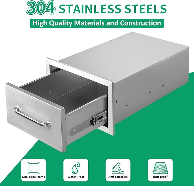 Outdoor Kitchen Drawers 14" W x 8.5" H x 23" D Stainless Steel Single Drawers - Image 3