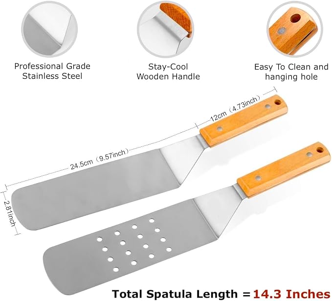 7 Piece Stainless Steel Spatula Set-Burger Flipper-4 Spatulas, + 2 Bottles-for - Image 2