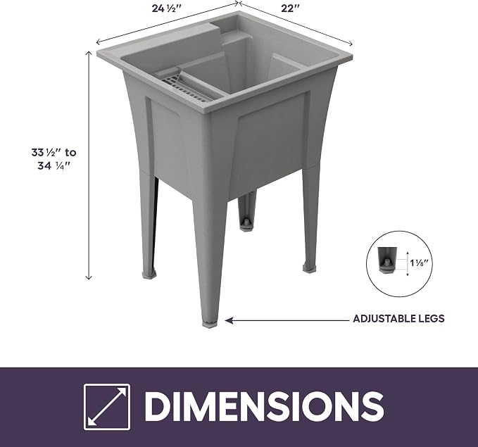 Freestanding Utility Sink with One Handle Black Faucet - Image 5
