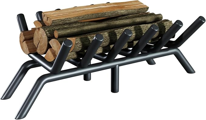 17-Inch Fireplace Grate, Heavy Duty 6-Bar Log Rack Holder Made of Solid Round by jkxoo
