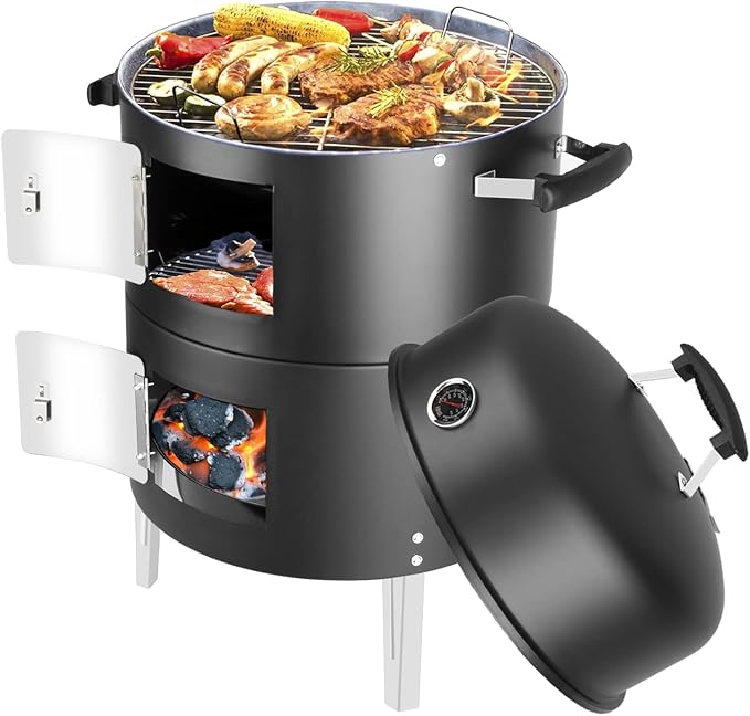 Charcoal BBQ Grill, Heavy Duty 3-in-1 Barbecue Smoker Grill - Image 9