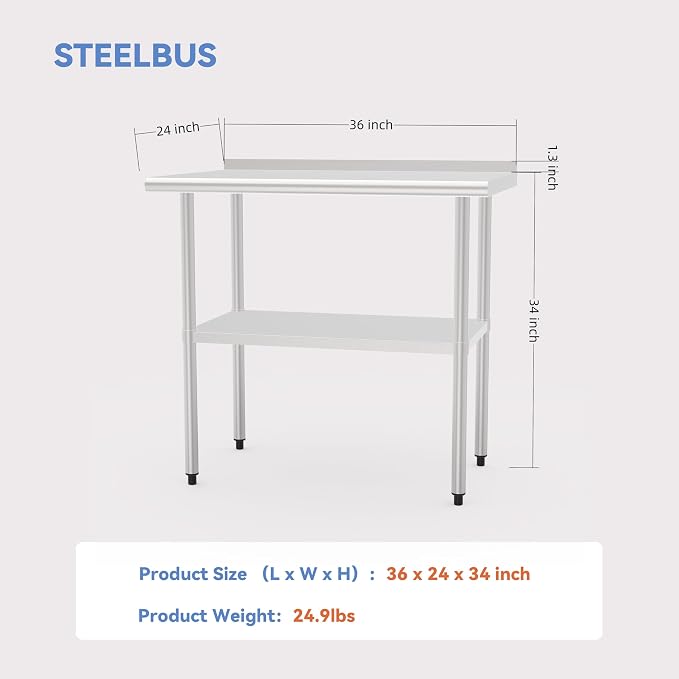 24x36 Inch Stainless Steel Work Table - Image 3