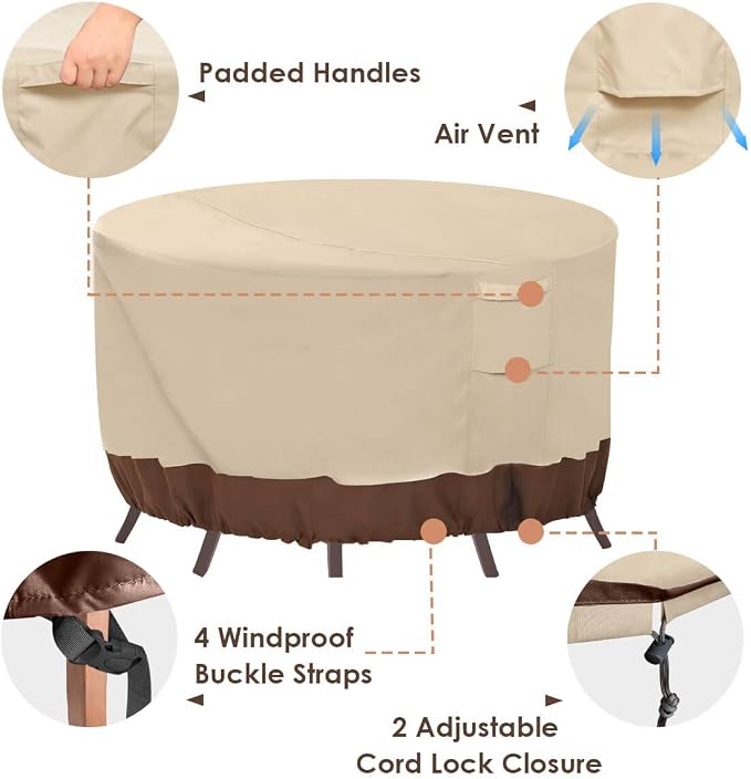 Vailge Round Patio Furniture Covers, 100% Waterproof Outdoor Table Chair Set - Image 5