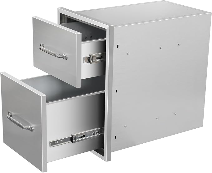 Outdoor Kitchen Drawers 14"Wx21"Hx21"D Flush Mount Access 2-Drawer BBQ by Unknown