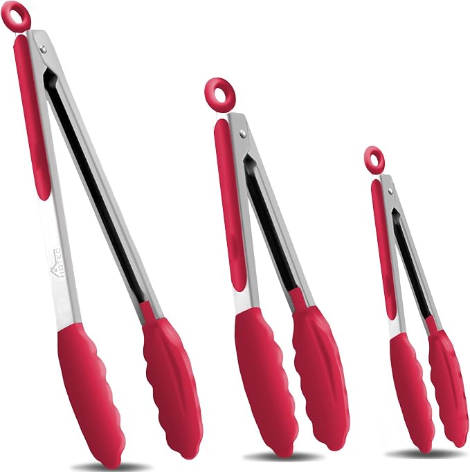 HOTEC Premium Stainless Steel Locking Kitchen Tongs by Hotec