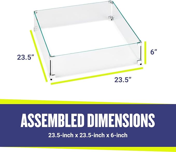 23.5" X 23.5" x 6” Square Glass Flame Guard - Image 4