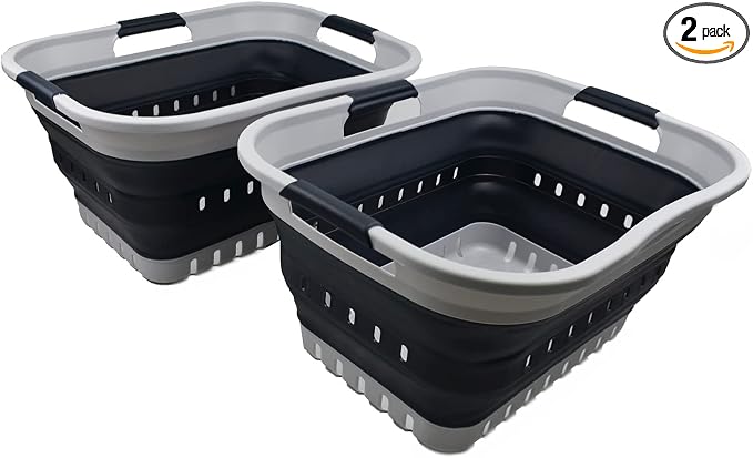 SAMMART 30L Collapsible Plastic Laundry Basket/Hamper-Foldable Storage by SAMMART